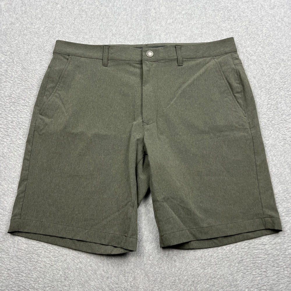 Bonobos Shorts Mens 36* Green Heather Slim Fit 9" Stretch Flat Front Golf Chino